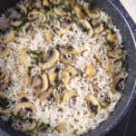 Simple mushroom rice recipe. One pot rice dish for lunch and dinner with basmati or long grain rice.