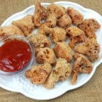 Easy crispy fried cauliflower bites or Indian gobi fry on a plate.