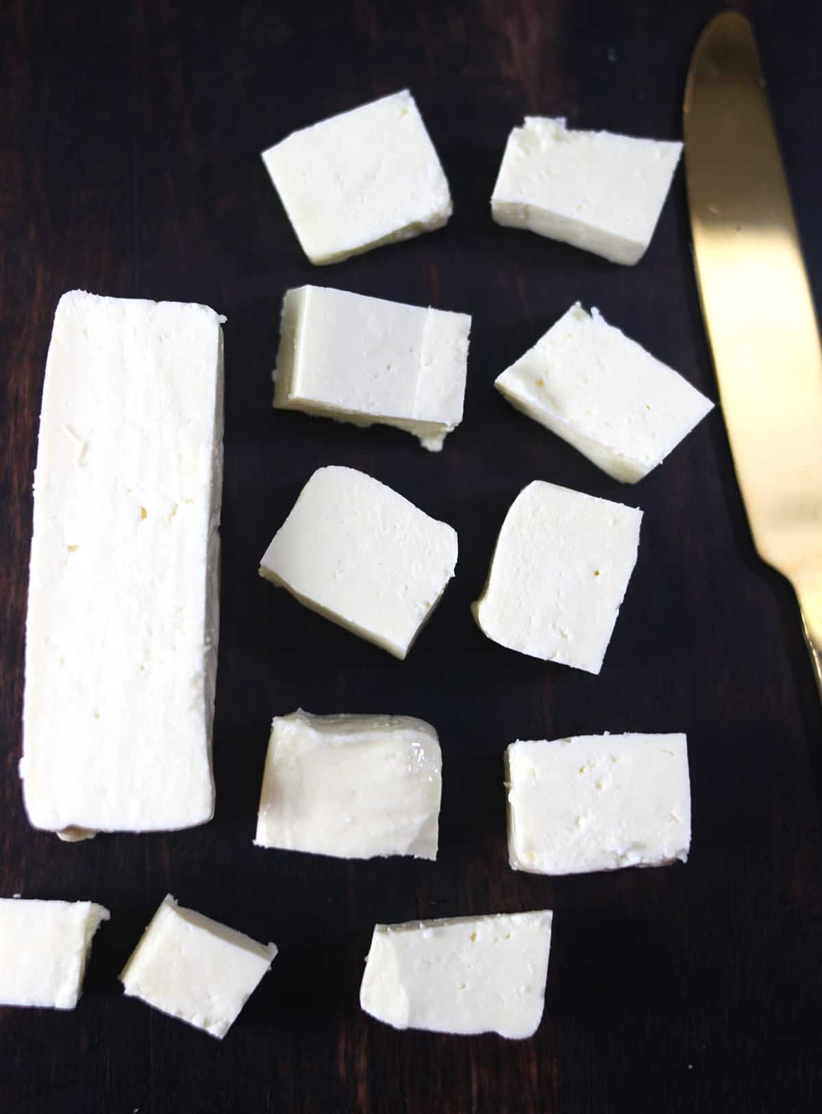 Soft and fresh homemade paneer cubes to make Indian curries, tikka, sweets, and desserts. 