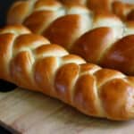 Zopf (butterzopf), Swiss braided bread loaves on a serving tray.