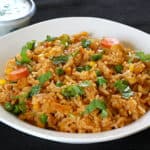 South Indian Vegetable Rice | Simple rice with sambar powder for lunchbox or quick dinner.