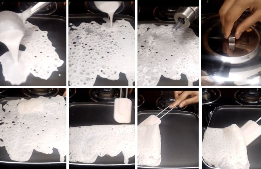 detailed steps on making neer dosa batter, how to cook soft neer dosa
