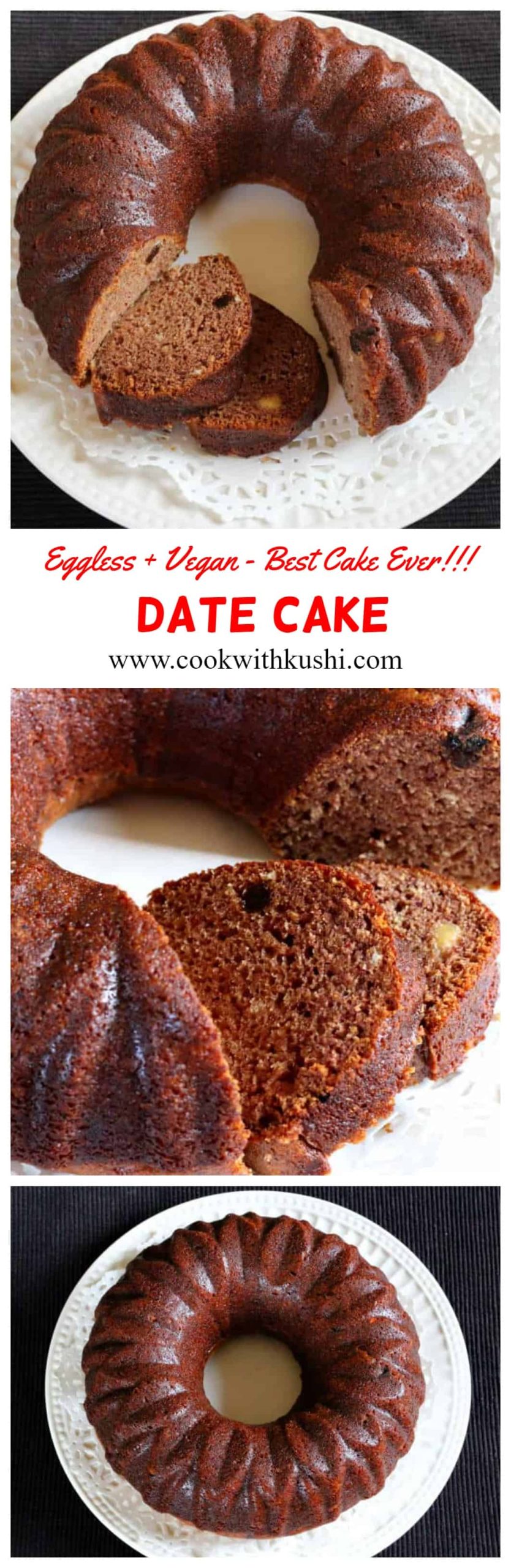 Eggless Dates Cake is a super delicious, soft and moist cake that is a perfect accompaniment for your tea or coffee. #coffeecake #datecake #dateloaf #datescake #egglesscake #vegancake #christmascake