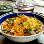 Aloo tikki chaat, street style ragda patties (pattice) - Popular Indian street food recipe.