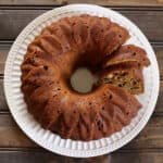 Traditional, moist, and best Christmas cake recipe: Easy Christmas fruit and nut cake in bundt pan.