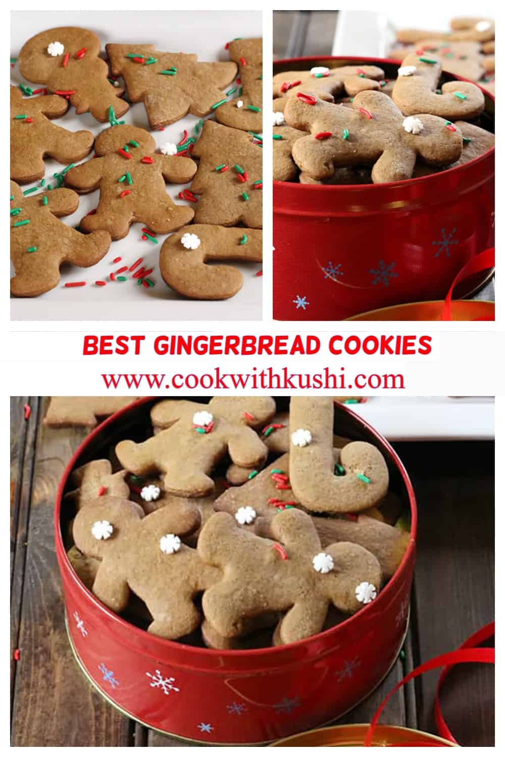 3 images of best holiday themed gingerbread cookie recipe 