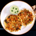 Mixed vegetable uttapam dosa with chutney