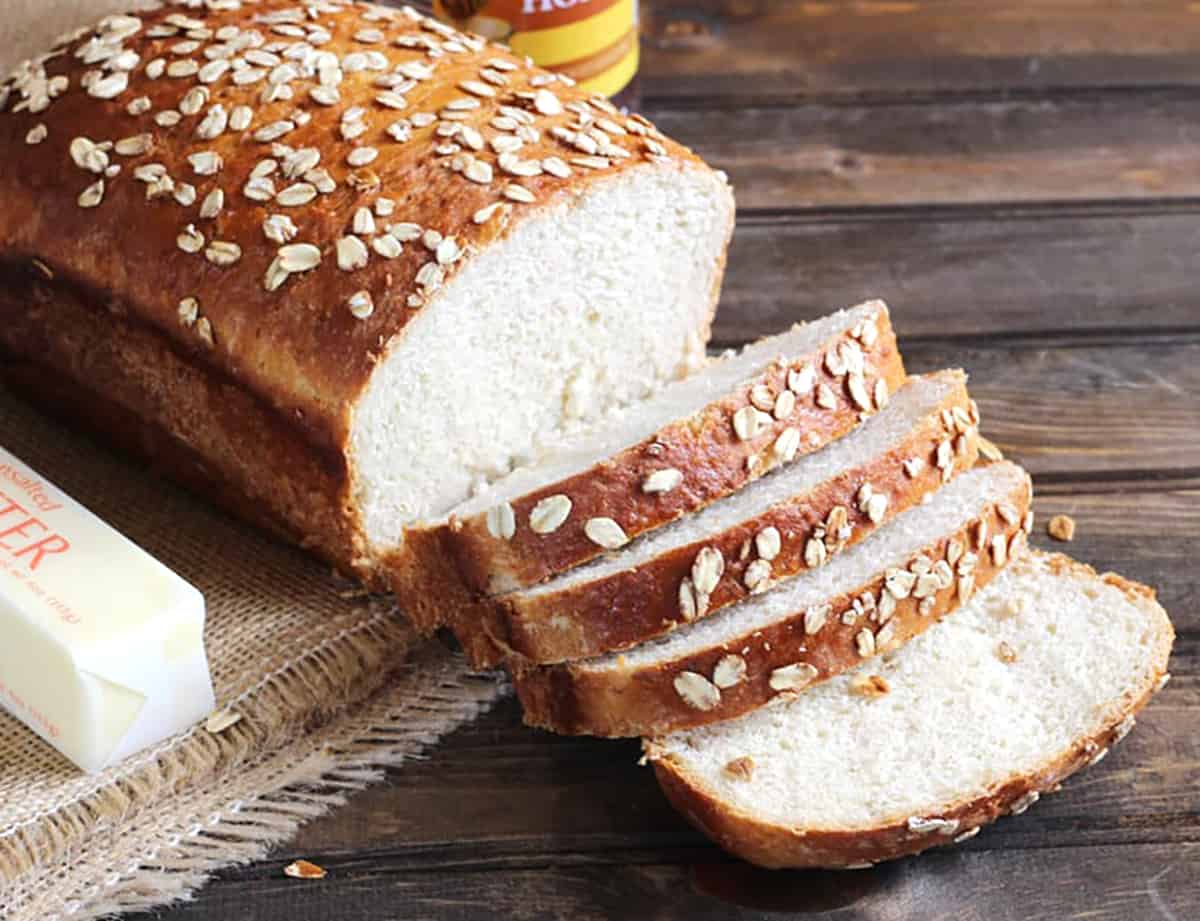 Oat Bread Recipe | Honey Oatmeal Bread - Best Old Fashioned Sandwich Bread.