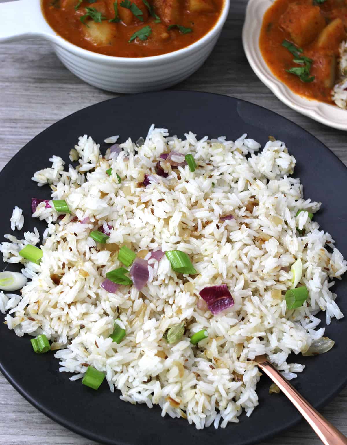 Simple and best Onion rice - Easy one-pot recipes as a side for lunch and dinner. 