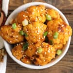 Honey Sriracha Cauliflower Bites (chilli gobi) - Best, sweet and spicy vegetarian appetizer, snack.