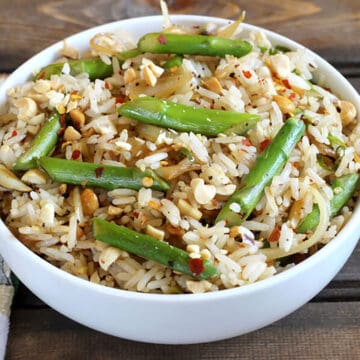 Asparagus rice. Simple, quick, and easy asparagus recipes. Leftover rice recipe.