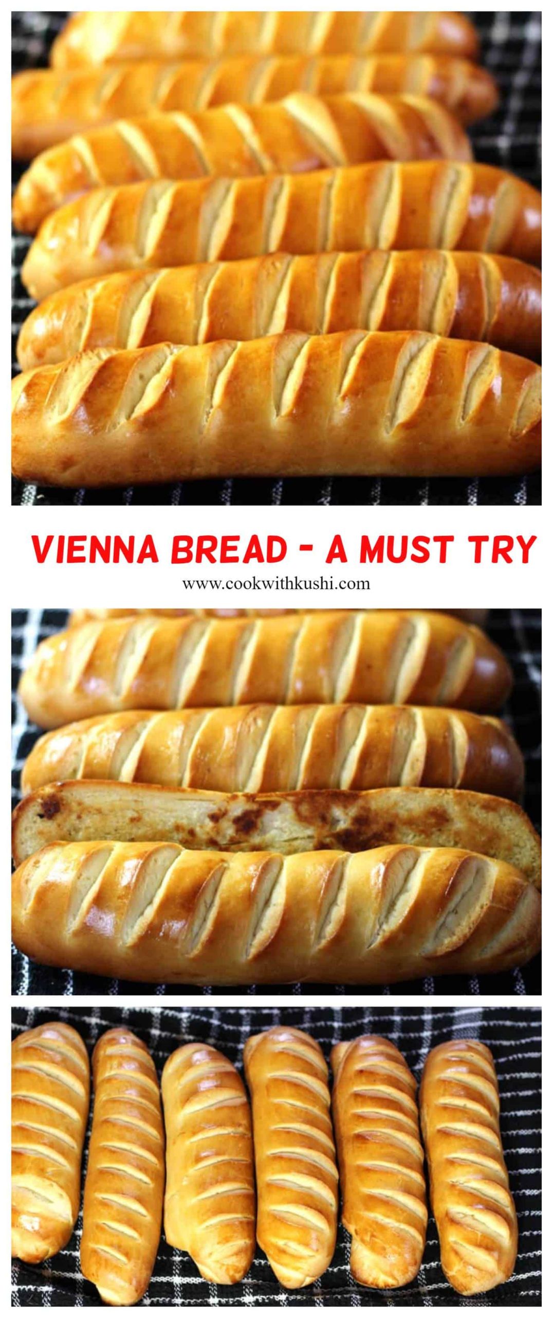 Vienna Bread or Pain Viennois is an absolutely delicious and irresistible Austrian bread that one must definitely not miss try. #breadrolls #sandwichbread #breakfastbread #dinnersides #austrianbreadrolls #viennabreadsandwich #sourdoughbread