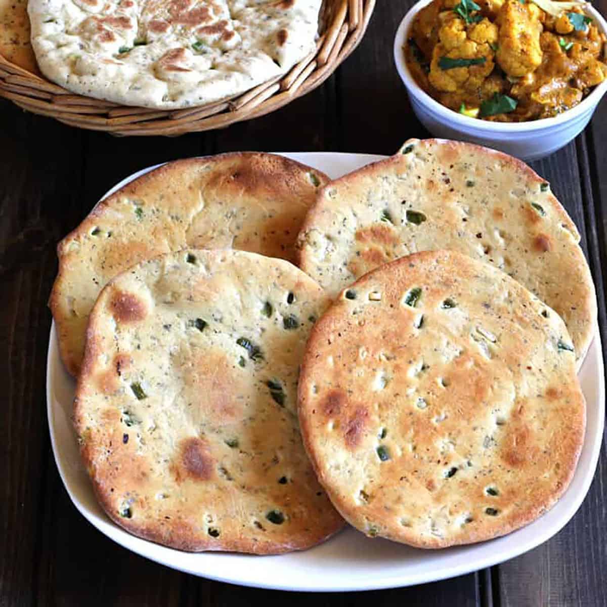 crisp oven-baked flatbread with whole wheat and all-purpose flour, garlic and basil. 