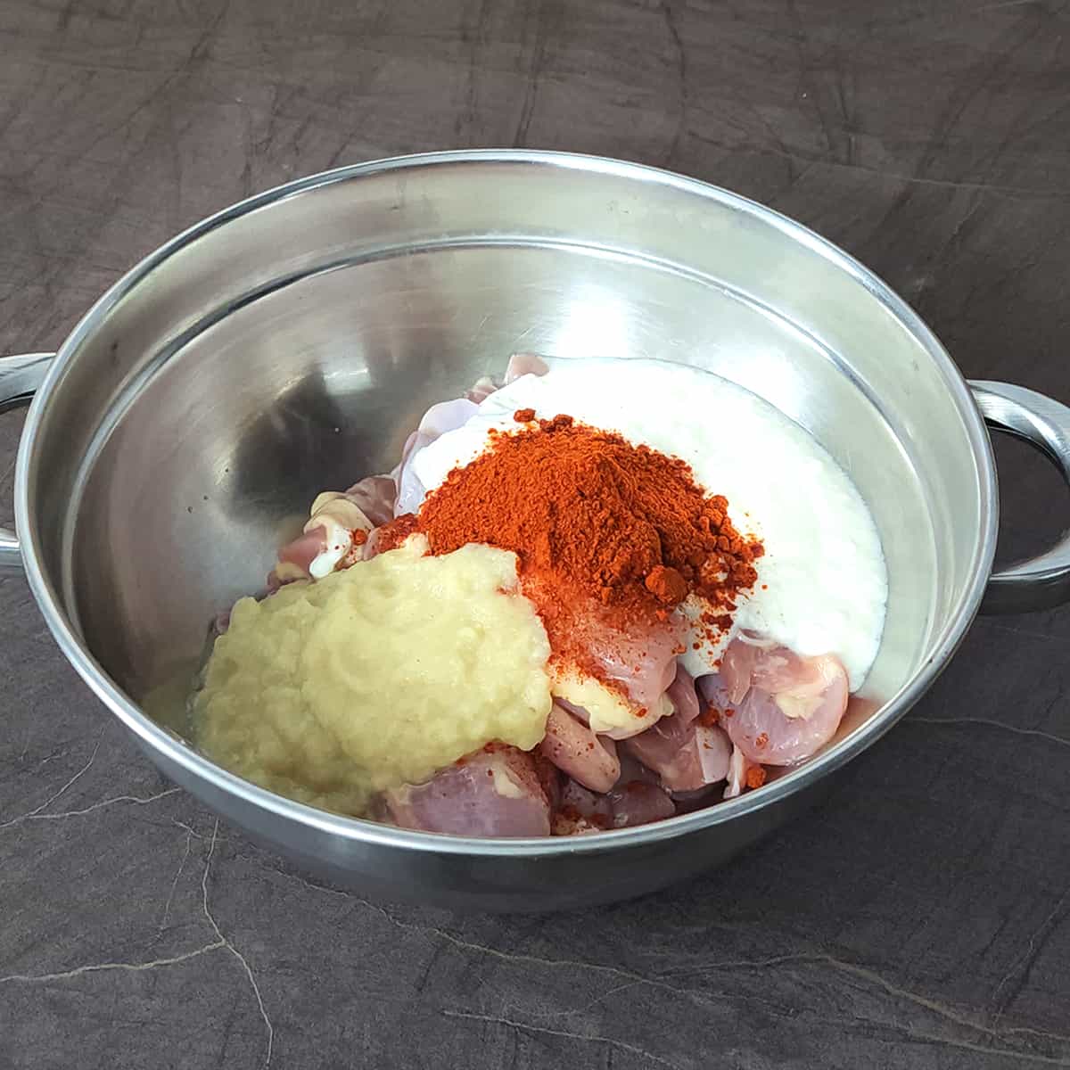 Add marination ingredients to a bowl. 