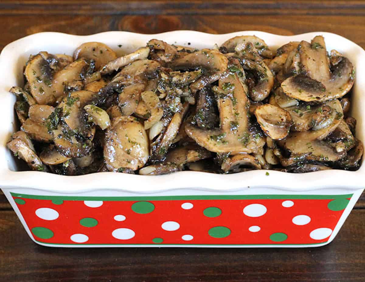 Quick butter garlic roasted mushroom recipe.