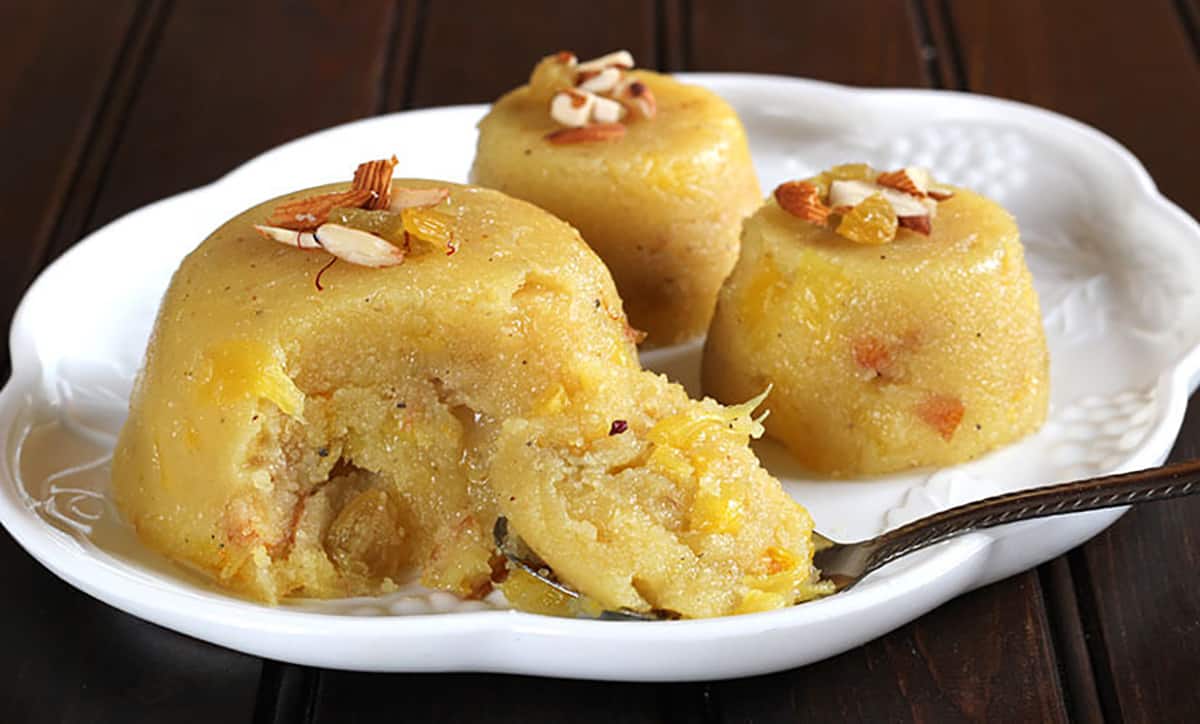 Easy and perfect pineapple kesari (sheera or halwa or pudding) - best Indian sweet with pineapples. 