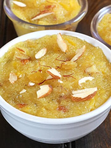 Pineapple Kesari (Pineapple sheera or halwa) - Easy Indian sweet dessert recipe.
