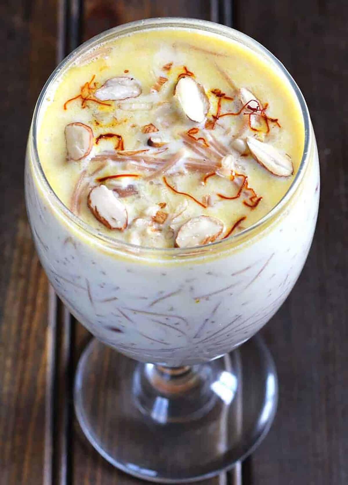 Best Indian Semiya Payasam sweet or Vermicelli Kheer dessert with milk, sugar, ghee, and seviyan. 