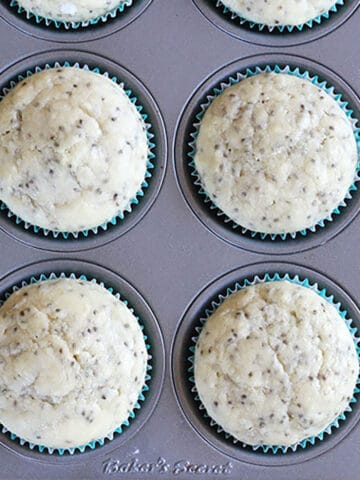Chia Seeds Muffins | Easy plant-based eggless and vegan muffins for breakfast, snack, dessert.