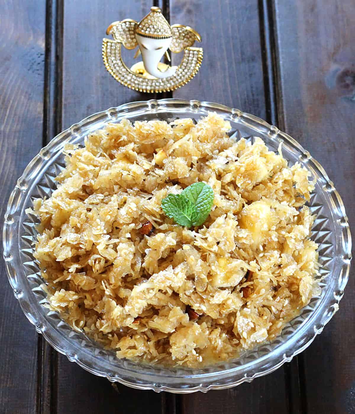 Mangalorean Sweet poha prasadam and naivedyam recipe for festivals and puja. 