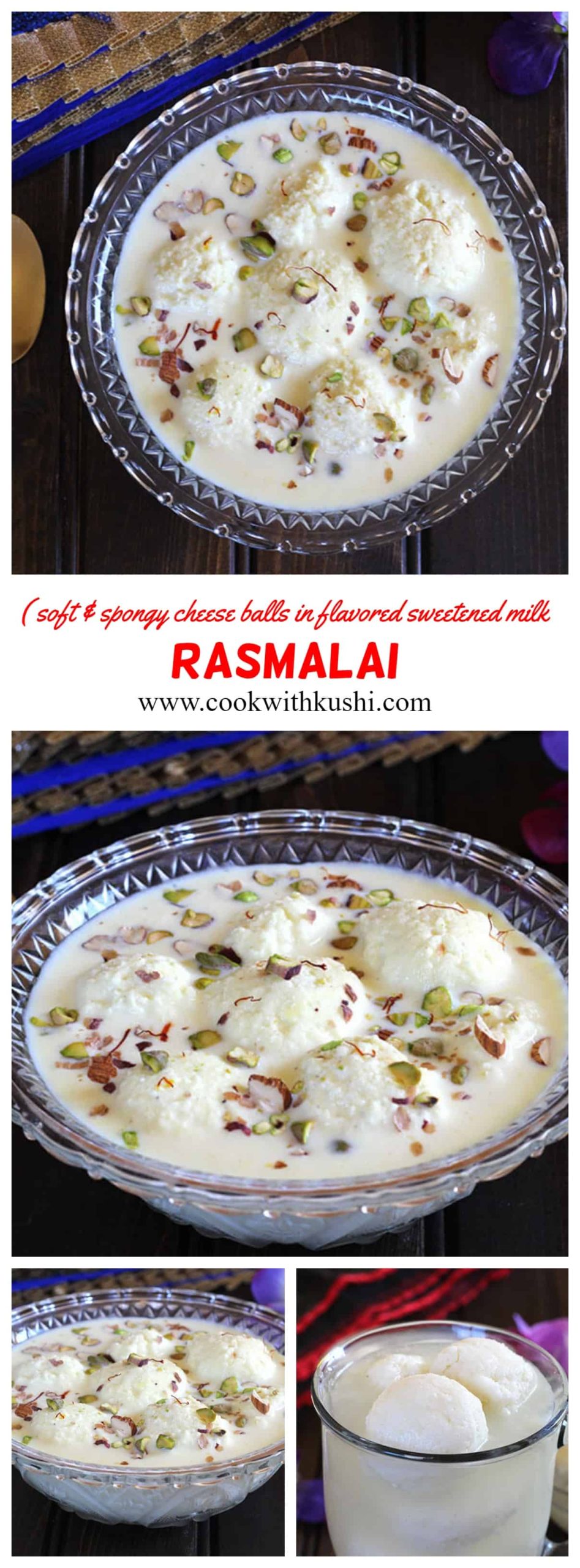 Rasmalai is a super delicious, flavorful and melt in mouth dessert where soft and spongy cheese balls are soaked in saffron flavored sweetened milk (rabri). #rasmalai #indiandesserts #rasgulla #cheeseballs #rabri #rabdi #diwali #indianfestival #indiansweets #homemade #halwai