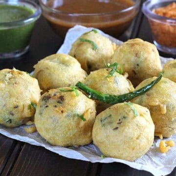 Best batata vada - street-style, crispy aloo bonda, potato dumplings - popular Indian snack recipe.