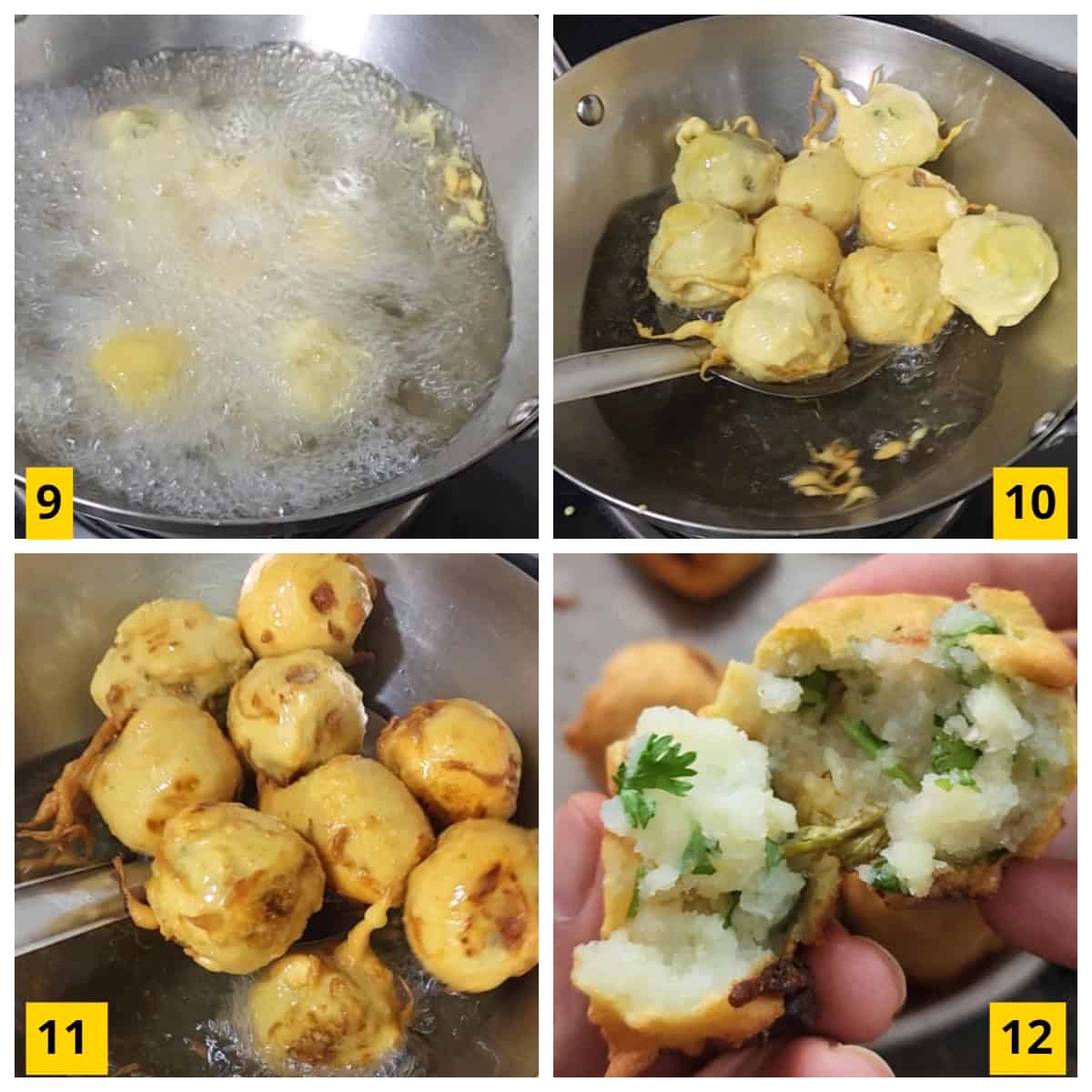 Fry street style potato vada (bonda) at home.