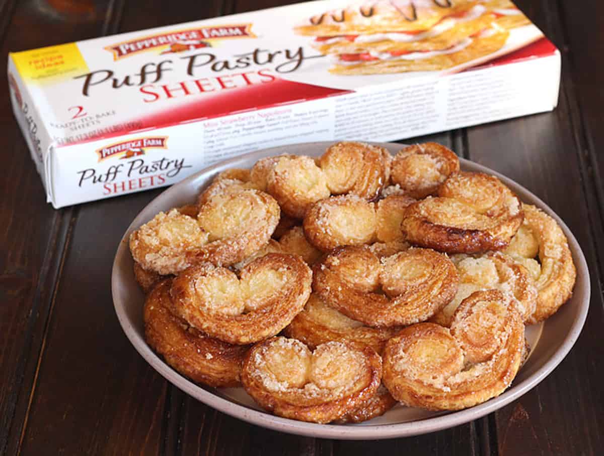 How to make palmiers, elephant ears, best appetizer and dessert or snack with puff pastry sheets 