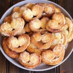 Palmiers cookies, french pastry, butterfly cookies, little hearts biscuits with puff pastry sheets.