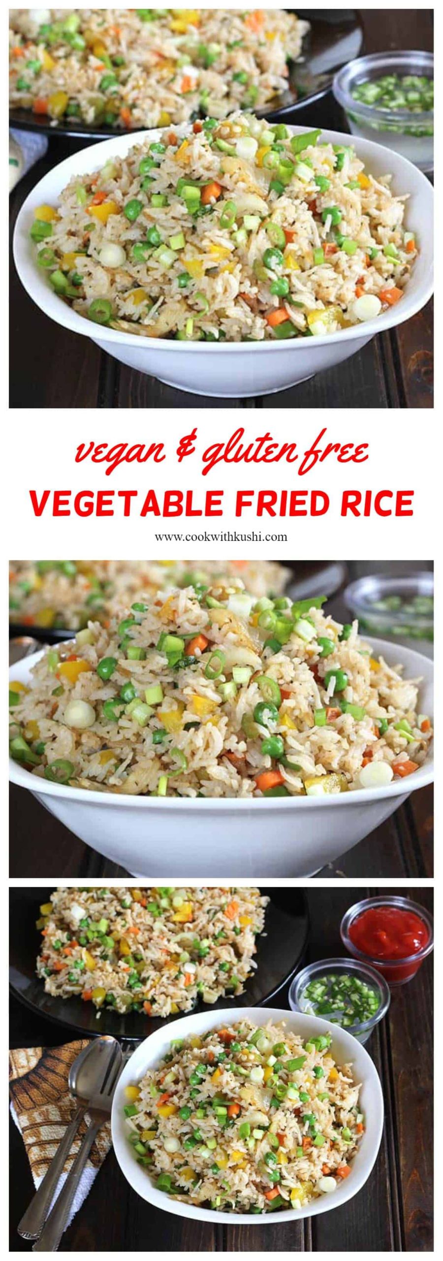 Indo Chinese Fried Rice or Vegetable Fried Rice or Veg Fried Rice is a quick and easy to make, flavorful rice recipe prepared using vegetables of your choice in less than 30 minutes. #vegfriedrice #veggiefriedrice #insatntpotfriedrice #chickenfriedrice #beeffriedrice #baconfriedrice #insatntpotfriedrice #ketofriedrice #veganfriedrice #chinesefriedrice #dinnerideas #dinnerrecipes #lunchboxrecipes #instantpotrecipes #indochineserecipes 