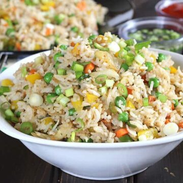 Indo Chinese Fried Rice, vegetable Fried Rice, veggie Fried Rice, veg Fried Rice, Keto rice, instant pot fried rice, vegan gluten free recipes, chicken, beef, bacon, shrimp, egg fried rice recipes, weekend or weeknight meals, dinner ideas, lunchbox recipes, restaurant style fried rice, rice recipes easy, simple and best