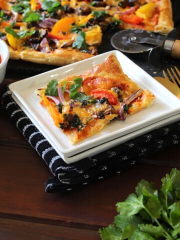 best and easy puff pastry pizza slice ( savory tart with puff pastry sheets).