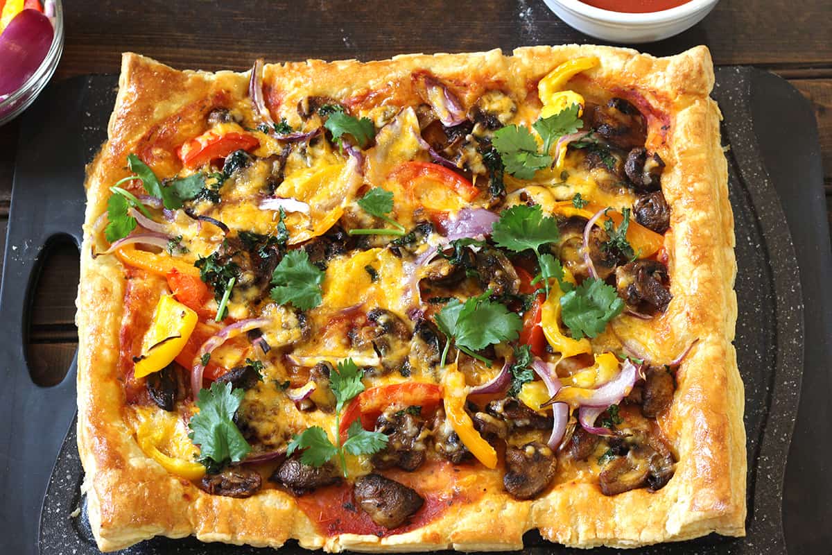 Easy and best Puff Pastry Pizza (Savory puff pastry tart) for dinner. 