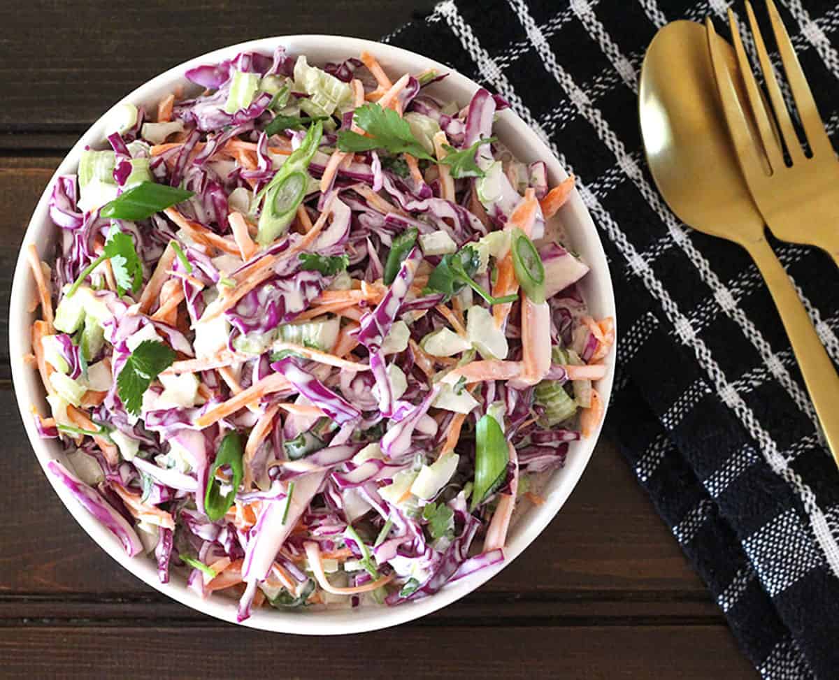 The Best Coleslaw Recipe with Mayonnaise Dressing | Easy Homemade Creamy Cabbage Salad. 