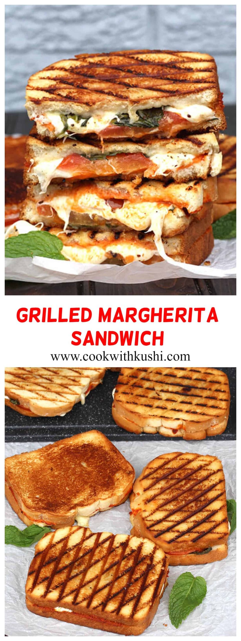 Grilled Margherita Sandwich or Pizza Sandwich is a fresh, light and flavorful sandwich prepared using delicious white bread and your favorite classic pizza ingredients #grilledsandwich #cheesesandwich #chickensandwich #eggsandwich #sandwichbread #sandwiches #clubsandwich #sandwichfordinner #pizzasandwich