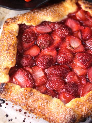 Strawberry galette best & easy strawberry dessert recipe with homemade flaky buttery pastry crust.
