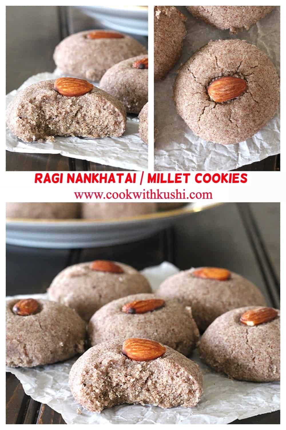 healthy vegan Indian ragi nankhatai, raagi biscuits, finger millet cookies for babies #indiansweets 