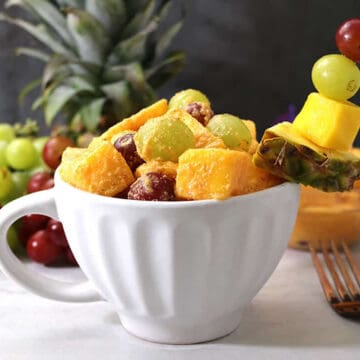 simple and best tropical fruit salad in a serving bowl.