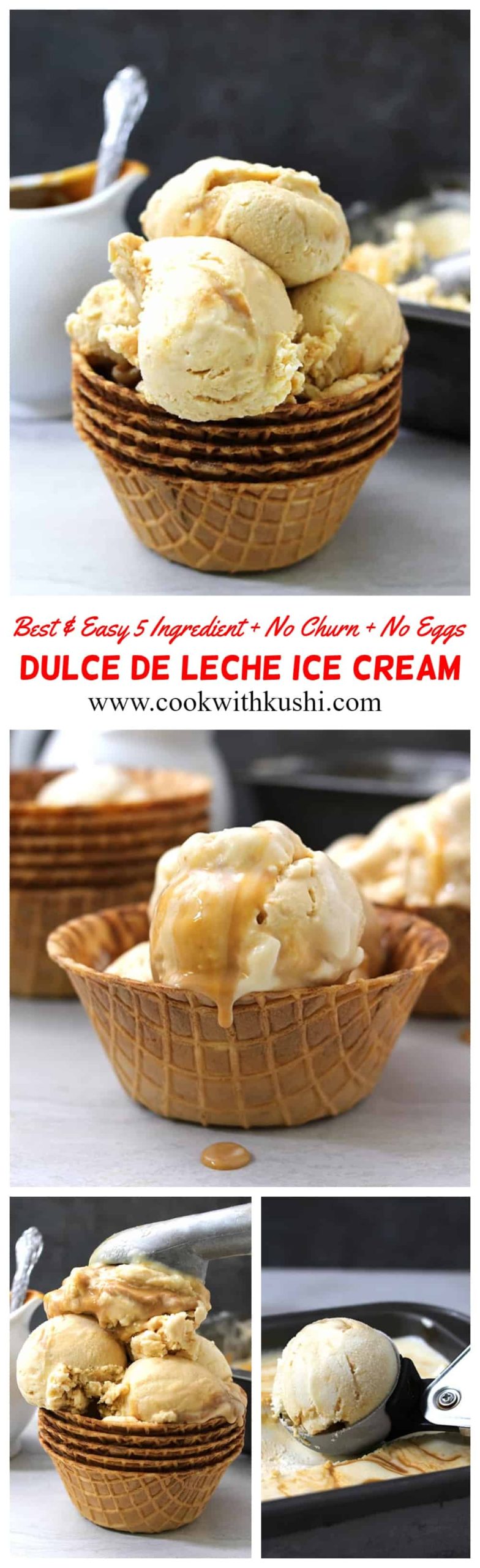 Dulce De Leche Ice Cream is a rich, creamy, smooth, and an insanely delightful treat with combination of caramel and cream that you should definitely try during this summer! This is probably the best and tastiest way possible to cool down yourself this summer. #haagendazs #caramelicecream #homemade #Nochurn #Noeggs #summerdesserts #softicecream #dulcedeleche #4thofjuly