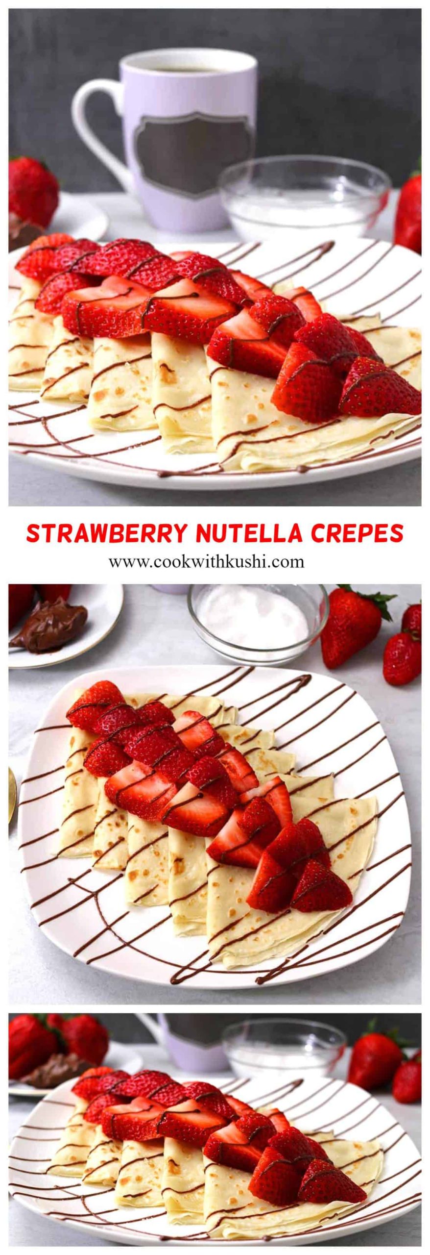 Strawberry Nutella Crepes are light, fresh and delicious, a type of very thin pancake that are prepared using very basic ingredients from your kitchen. These are perfect as a fancy breakfast or even as a dessert. #crepes #strawberries #Nutella #homemade #bestandeasy #breakfastrecipes #savory #sweet #fancydessert #breakfastcrepes #crapesrecipes #crepesfilling