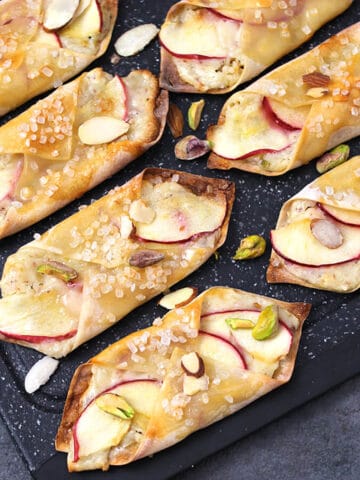 Apple cream cheese danish with wonton wrappers - easy breakfast, snack or dessert with apples.