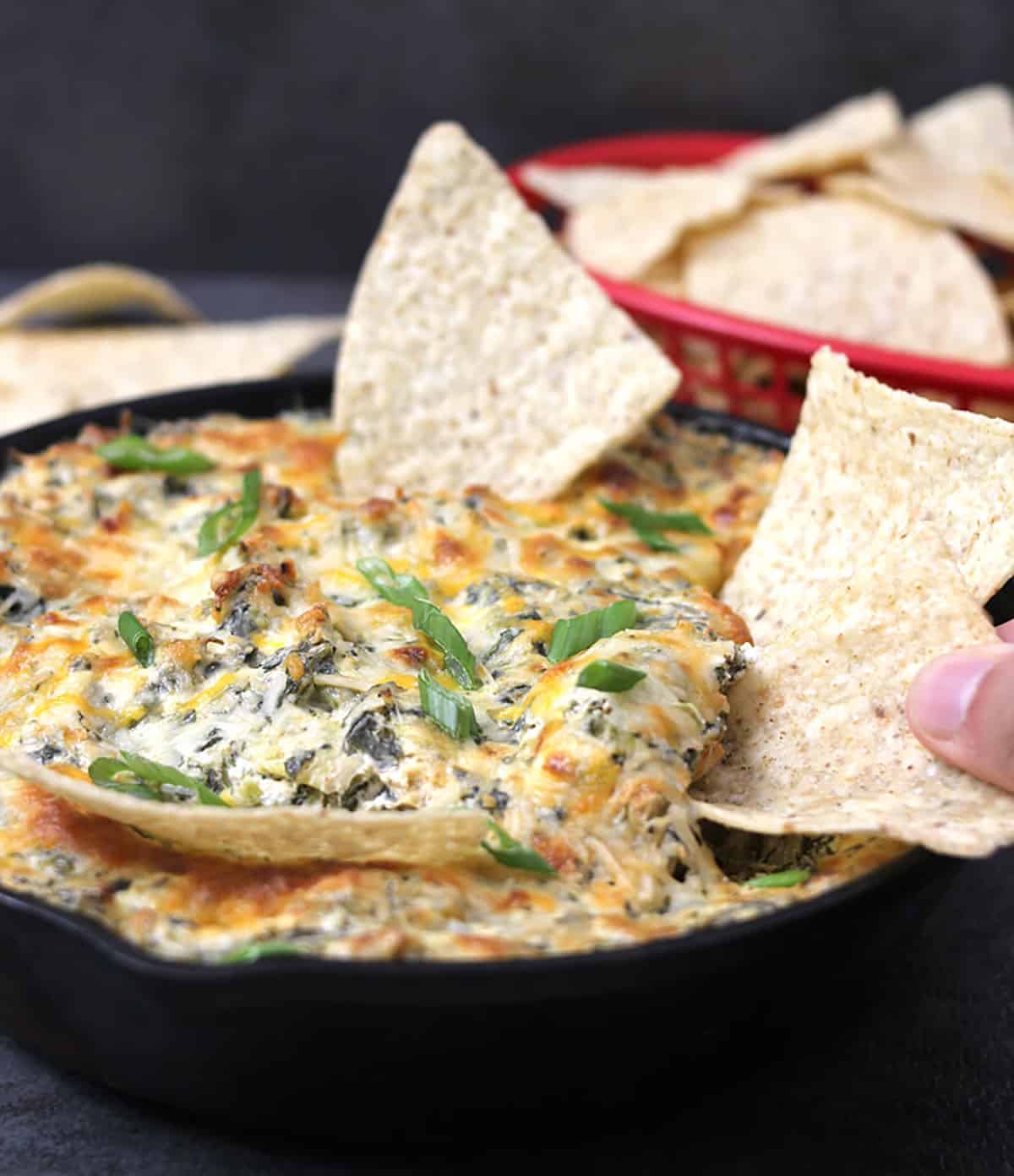 Best baked spinach artichoke dip with chips 