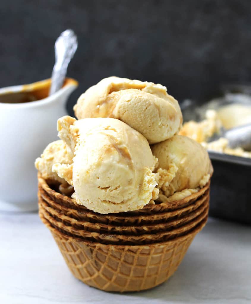 Dulce De Leche Ice Cream, Caramel Ice Cream, 4th of july food, summer food, summer desserts, no churn eggless ice cream made at home from scratch, vegan, keto ice cream