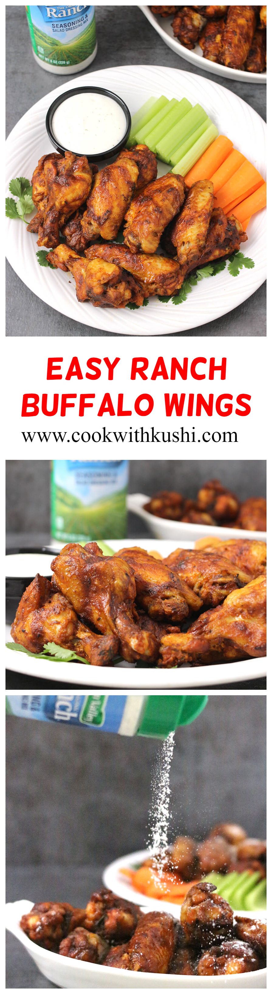 Easy Ranch Buffalo wings / Chicken Recipes / Spicy Food Recipes / SUmmer Recipes / Hot WIngs / Buffalo WIld Wings / Healthy Chicken Recipes / Best chicken recipes / HVRLOVE / Gluten Free chicken Recipes 
