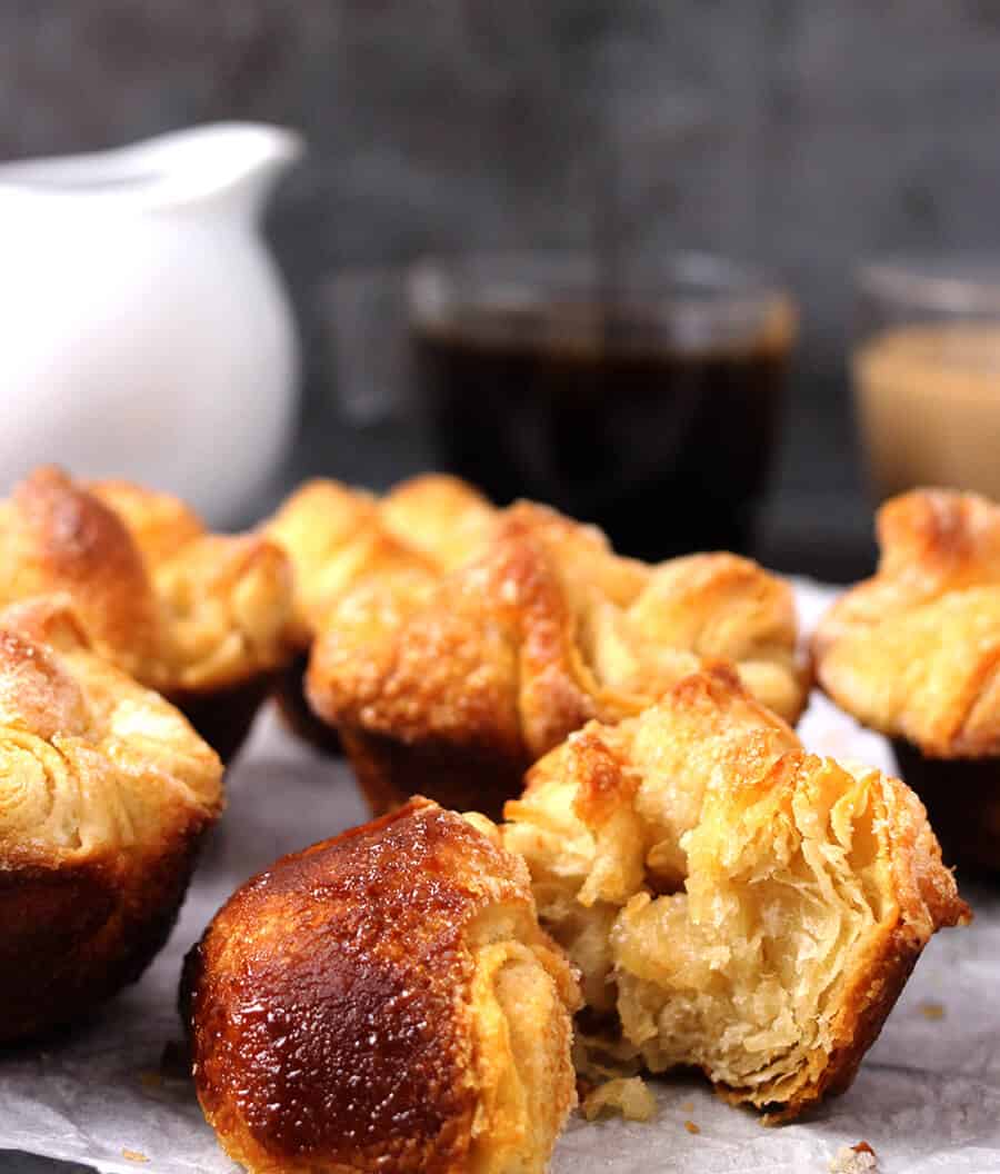 Kouign Amann World's best fattiest pastry, French croissant, pastries, breakfast pastry, laminated dough, flaky and crunchy pastries