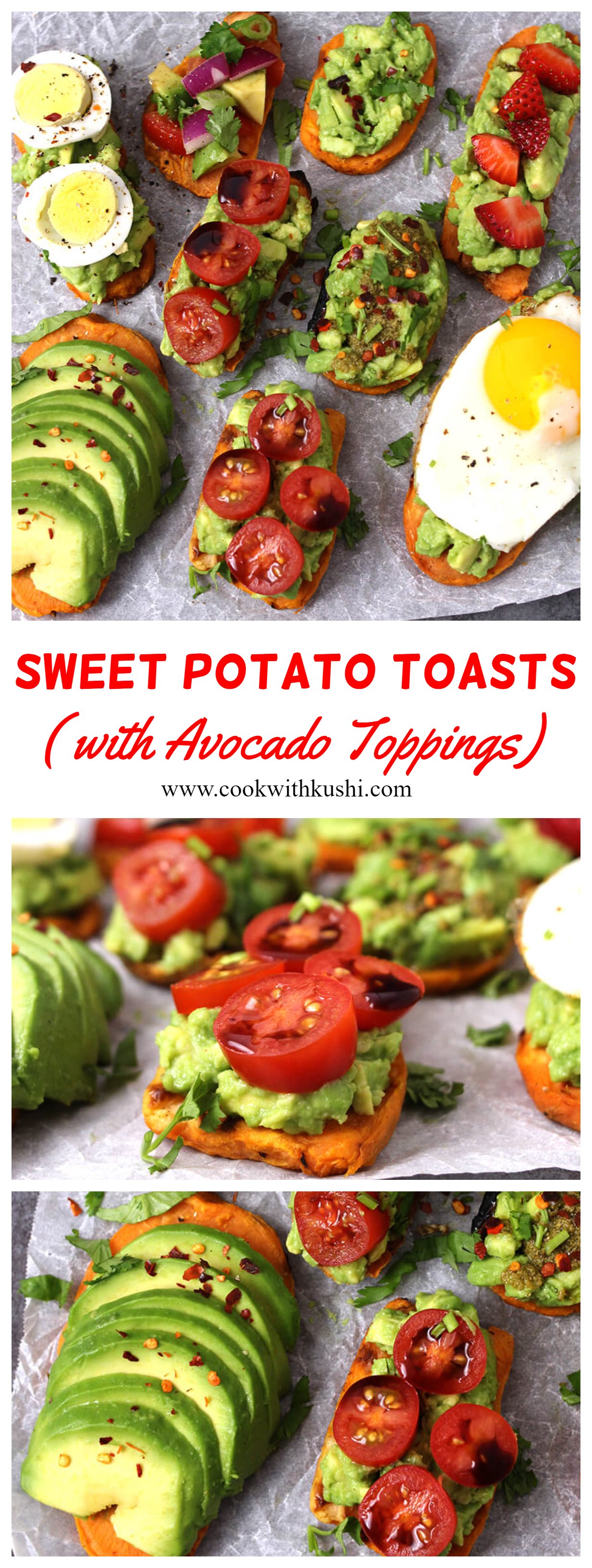 Sweet Potato Toasts are healthy and delicious, quick and also the best alternative to the bread toasts. These are ready in less than 10 minutes. #SweetPotatoToasts #EggToasts #ToastToppings #AvocadoToastToppings #AvocadoToastwithegg #DietFood #Weightlossfood #lunchboxrecipes #kidsrecipes #healthysnacks #toastrecipesfordinner