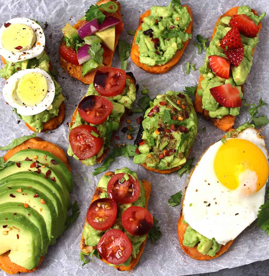 Sweet Potato Toasts / Egg Toasts / Toast Toppings / Avocado Toast Toppings / Avocado Toast with egg / Diet Food / Weight loss food / lunch box recipes / kids recipes / healthy snacks / toast recipes for dinner