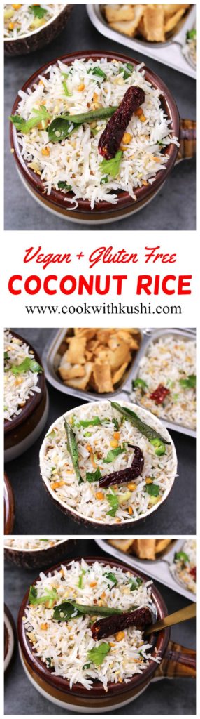 Coconut Rice, Nariyal Chawal, Thengai Sadam, #ricerecipes #basmati #vegetarian #indian