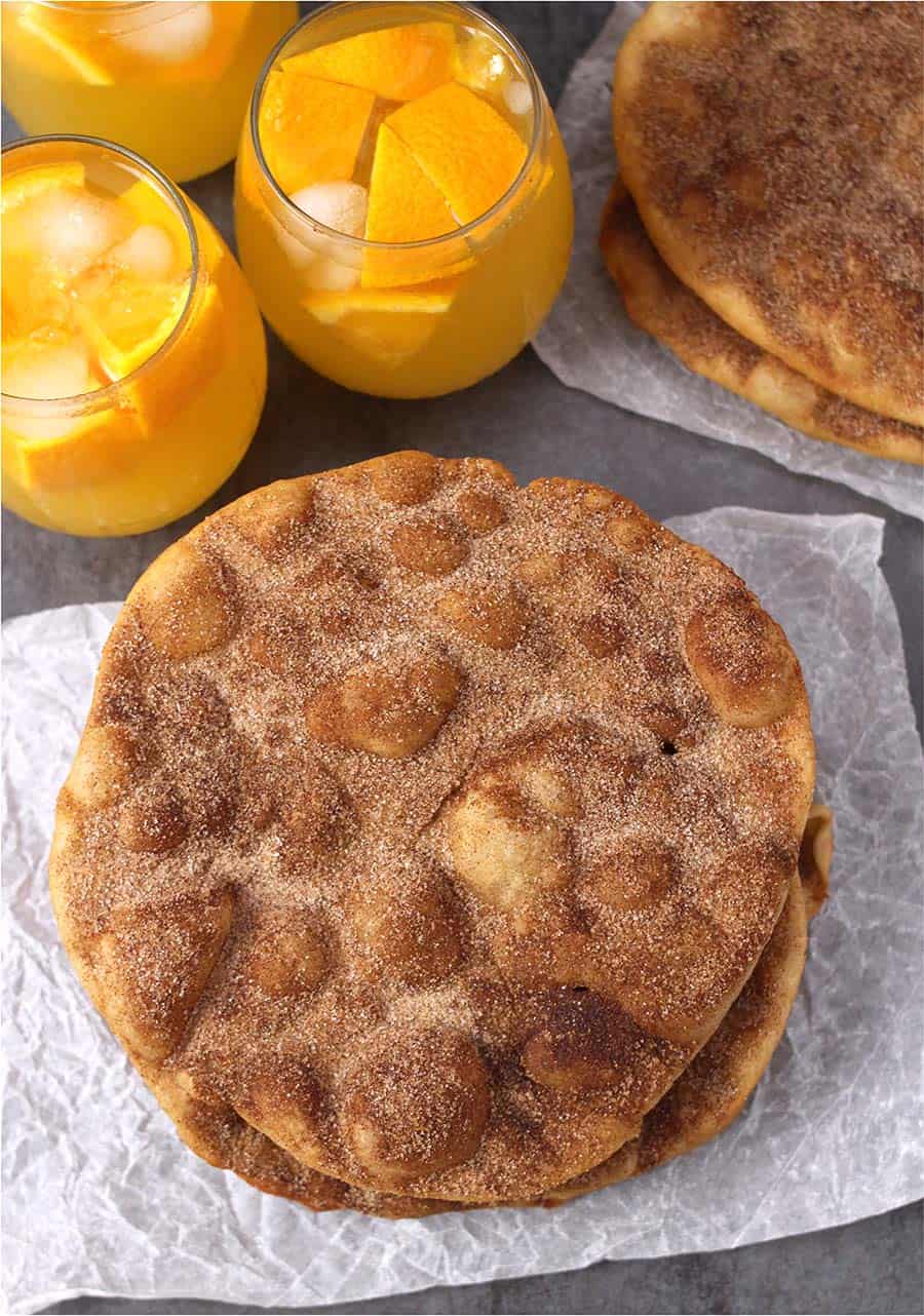 Elephant ears recipe with cinnamon sugar, fry bread, fried dough pastry, state fair & carnival food