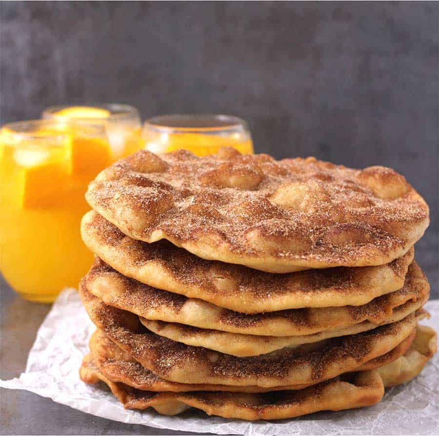 Elephant ears recipe with cinnamon sugar, fry bread, fried dough pastry, state fair & carnival food